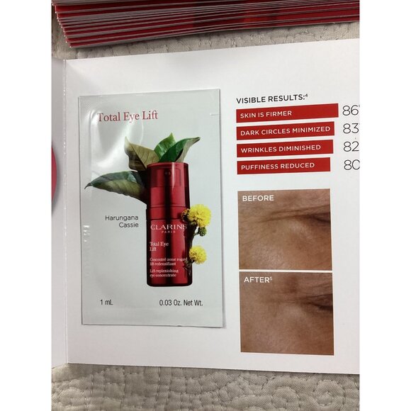 Clarins Total Eye Lift Sample Cards 0.03 Oz Each p, 25-Pack and 18 loose*New - Picture 4 of 4